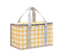 Diheohg Insulated Picnic Basket Bag Beach Bag Foldable Reusable Insulated Bag with Zip Top for Picnic Hot or Cold Yellow