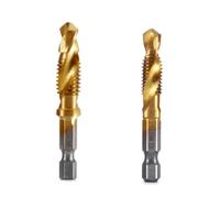 Diheohg M8 M10 Hex Shank Titanium Plated HSS Thread Metric Tap Drill Bits Screw Machine Compound Open Chamfer Tool