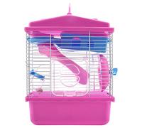 Diheohg Pet Cage Hamster Cabin with Skylight Transparent Double Layer House for Hamster Gold Hamster Pink Pet