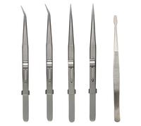 Diheohg Precision Tweezers Set 5 Pieces Stainless Steel Antistatic Tweezers for Electronics, Manufacturing and Laboratory Work Durable