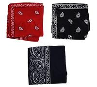 Diheohg Set of 3 Bandanas Men and Women 57 x 57 cm Black+Red+Navy Blue