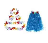 Diheohg Set of 6 Hawaiian Flower Skirt Hula Lei Bracelet Garland Costume - Blue