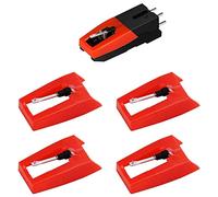 Diheohg Turntable Needle, 1 Piece Series Turntable Cartridge with 4 Pieces Replacement Diamond Stylus Series for ION, LP