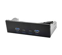 Diheohg USB 3.2 Type-C Optical Drive Panel 2X USB GEN2 + 2X Type-C HUB 3.5 Inch 5.25 Inch 19 Pin to Rear C-Port Socket Black