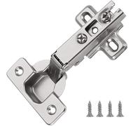 Dihl 10 Pcs Standard 35mm Cabinet Hinges, 90° Opening Half Overlay Slide On. for Wardrobes, Kitchen Cupboards and Cabinets. Nickel Plated Steel with Screws. Pack of 10