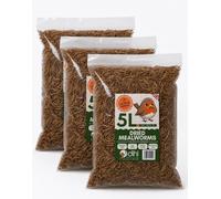 Dihl 15L Premium Dried Mealworms for Birds and Reptiles, 3x 5L Bags