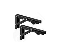 Dihl 2X Folding Shelf Brackets, 20 Inch, Space Saving Heavy Duty Wall Mounted Foldable Shelving Mounts, 20” 50cm, Steel, Black, Load Capacity 95 KG, 1 Pair