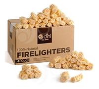 Dihl 400 x Natural Firelighters, Quick Wax Wood Wool Flame Fire Starters, Safe to Use. Ideal for BBQ, Barbecue, Fire Pit, Pizza Oven and Stoves - 400 Pack