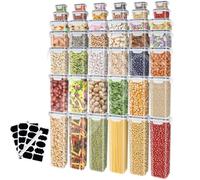 Dihl 42 Piece Airtight Food Storage Container Set, 7 Sizes BPA Free Plastic Kitchen Pantry Organiser Canisters with Lids. For Cereal, Flour, Rice, Pasta, Dry Food. With Labels & Marker