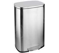 Dihl 50 Litre Kitchen Pedal Bin with Soft-Close Lid, Silver | Removable Inner Bucket, Recycle or General Waste, Premium 410 Stainless Steel