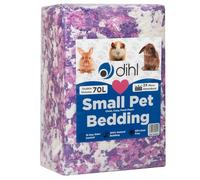 Dihl 70L Paper Bedding for Small Animals - Purple, Pink & White | Absorbs 6 Times its Weight in Liquid. Hamster, Mice, Rat, Rabbit, Guinea Pig Gerbil Cage Substrate - 70L