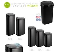 Dihl 50L Onyx Motion Sensor Waste Bin with Black Lid | Automatic Touchless , Kitchen Dustbin, Stainless Steel, Hands-Free, Hygienic