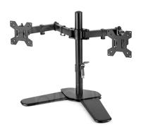 Dihl Dual Monitor Stand Mount for 13-27 Inch Screens | VESA 75/100mm Compatible, Tilts, Swivels & Rotates, Heavy-Duty Steel, Integrated Cable Management, Freestanding Design