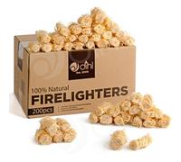 Dihl 200 x Natural Fire Lighters, Quick Wax 200pcs Wood Wool Flame Fire Starters, Safe to Use. Ideal for BBQ, Barbecue, Fire Pit, Pizza Oven and Stoves Lighter Firelighters - 200 Pack