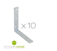 Dihl Pack of 10 Steel Corner Fixed Angle Brackets L Shape 90° Furniture Fittings Corner Fixings Connector Hinges, 80mm x 80mm x 15mm, 10 PCS