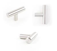 Dihl Pack of 10 Chrome 50mm T-Bar Kitchen Cabinet Cupboard Handles, Modern Sleek and Sturdy Furniture Drawer Pull Handles for Contemporary Home Décor, Easy Installation, 5cm, Silver, 10 PCS