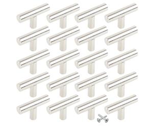 Dihl Pack of 20 Chrome 50mm T-Bar Kitchen Cabinet Cupboard Handles, Modern Sl nd Sturdy Furniture Drawer Pull Handles for Contemporary Home Décor, Easy Installation, 5cm, Silver, 20 PCS
