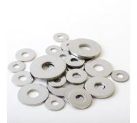 Dihl Pack of 50 M12 Plain Flat Form G Penny Washers, Mudguard Repair Washer, M12 13mm x 37mm Outer Diameter, A2 Stainless Steel, DIN 9021, Silver, 50 PCS