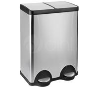 Dihl Stainless Steel 60L Dual Recycle Pedal Bin 2X 30L Removable Buckets Soft Close Lids