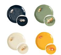 DIHOclub Cute Animal Ceramic Plates Set.The Dessert, Salad, Appetizer, Small Dinner Plate. Microwave, Oven, and Dishwasher Safe, Kitchen Porcelain Dish… (8 Inch, Cartoon,bear,fox,squirrel)