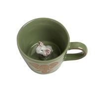 DIHOclub Elephant Coffee Cup Ceramic 3D Wild Animal Inside Mug,Cute Cartoon Handmade Figurine Mugs,Holiday and Birthday Gift for Coffee Milk Tea Lovers,12 O(Green Elephant)