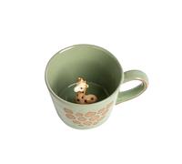 DIHOclub Giraffe Coffee Cup Ceramic 3D Wild Animal Inside Mug,Cute Cartoon Handmade Figurine Mugs,Holiday and Birthday Gift for Coffee Milk Tea Lovers,12 O(Green Giraffe)