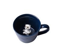 DIHOclub Racoon Ceramic Cup Hidden 3D Animal Inside Mug,Cute Cartoon Handmade Figurine Mugs,Holiday and Birthday Gift for Coffee Milk Tea Lovers,12 OZ(Dark Blue)
