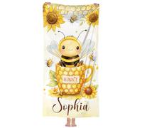 Dihope Personalised Beach Towels for Kids - Custom Microfibre Beach Towels with Name - Quick Dry Soft Cute Swimming Towels for Kids, Customised Bath Pool Towel Gifts for Boys Girls (Bees)