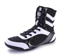 Dihou88 Non Slip Supportive with Ankle Support Boxing Shoes, Lightweight Men's Wrestling Shoes Breathable Mesh for MMA Fighting Workout Fitness(Black,6 UK)
