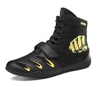 Dihou88 Pro High Top Boxing Shoes, Lightweight Men's Wrestling Shoes Breathable Non-Slip with Ankle Support for Fighting Sports Training Workout(Black,8 UK)
