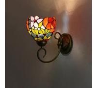 Dihou88 Tiffany Style Wall Sconce Lights Stained Glass Shade Industrial Vintage Wall Mount Lamp Plug in Beautiful for Children Room Hallway Staircase(B)