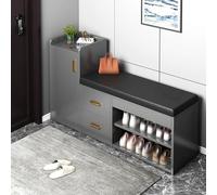 DIHRVTHC Entryway Shoe Bench, Ottoman Bench, Shoe Cabinet With Seat, With Adjustable Shelves, Side Holder, And Cabinet, For Dining Room, Bedroom, Living Room