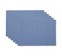 DII 100% Cotton Basic Ribbed Placemat Set, Blue Jay, 13x19, 6 Piece