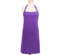 DII 100% Cotton, Colorful Unisex Bib Chef Kitchen Apron, Adjustable Neck & Waist Ties, Front Pocket, Durable, Comfortable, Perfect for Cooking, Baking, BBQ- Neon Purple