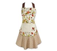 DII 100% Cotton, Fall Inspired, Kitchen Ruffle Apron Front Pocket and Extra Long Ties 26X29.5 Fall In Love