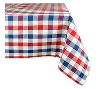 DII 100% Cotton, Machine Washable, Dinner, Summer & Picnic Tablecloth, 60 x 84, Red, White and Blue Check, Seats 6 to 8 People