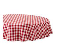 DII 100% Cotton, Machine Washable, Dinner, Summer & Picnic Tablecloth 70" Round, Tango Red Check, Seats 4 People