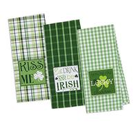 DII 100% Cotton, Machine Washable, Everyday Kitchen Basic, Oversized, Embroidered Dishtowel, 18x28, Set of 3- St Patrick's Day