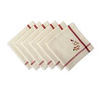 DII 100% Cotton, Machine Washable, for Dinners, Christmas and Holidays Tablecloth - 52x52, Chairs 4 People, Red with Embroidered Mistletoe