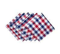 DII 100% Cotton, Machine Washable, Indoor/Outdoor, Table Top Collection, Red & Blue Check, 20" x 20" (Set of 6)