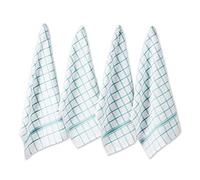 DII 100% Cotton, Machine Washable, Ultra Absorbant, Basic Everyday 16 x 26 Terry Kitchen Dish towel, Set of 4- Aqua Window Pane