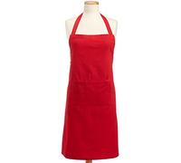 DII 100% Cotton, Professional Unisex Bib Chef Kitchen Apron, Adjustable Neck & Waist Ties, Front Pocket, Durable, Comfortable, Restaurant Cafe Unifrom, Perfect for Cooking, Baking, BBQ-Red