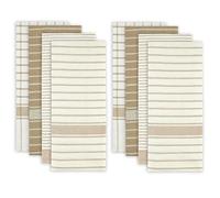 DII 100% Cotton, Ultra Absorbent, Drying & Cleaning, Everyday Kitchen Basic, Classic Stripe Dishtowel, 20 x 28", Set of 8- Taupe