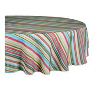 DII 100% Polyester, Spill Proof, Machine Washable, Tablecloth for Outdoor Use, 60", Warm Summer Stripe, Seats 4 People, 60 Inches Round