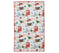 DII 18x30 inches Holiday Themed Reversible Waffle Microfiber Towel (Christmas Kitties)