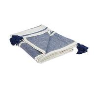 DII 2-Tone Chevron Stripe Woven Throw, Cotton, Navy, 50x60
