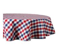 DII 4th of July Tabletop Collection, Tablecloth, 70" Round, Red, White & Blue Check