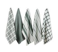 DII Assorted Woven, Kitchen Dishtowel Set, 18x28, Dark Green, 5 Piece