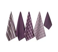 DII Assorted Woven Kitchen Set, Dishtowel, 18x28, Dishcloth, 13x13, Eggplant, 5 Piece