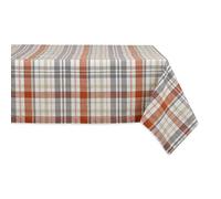 DII Autumn Afternoon Farmhouse Kitchen Thanksgiving & Fall Décor for Home, Tablecloth, 60x104, Pumpkin Plaid, Orange & Grey